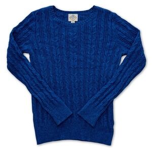 St. John's Bay Cable Knit Sweater Women's Size Small Blue Crew Neck